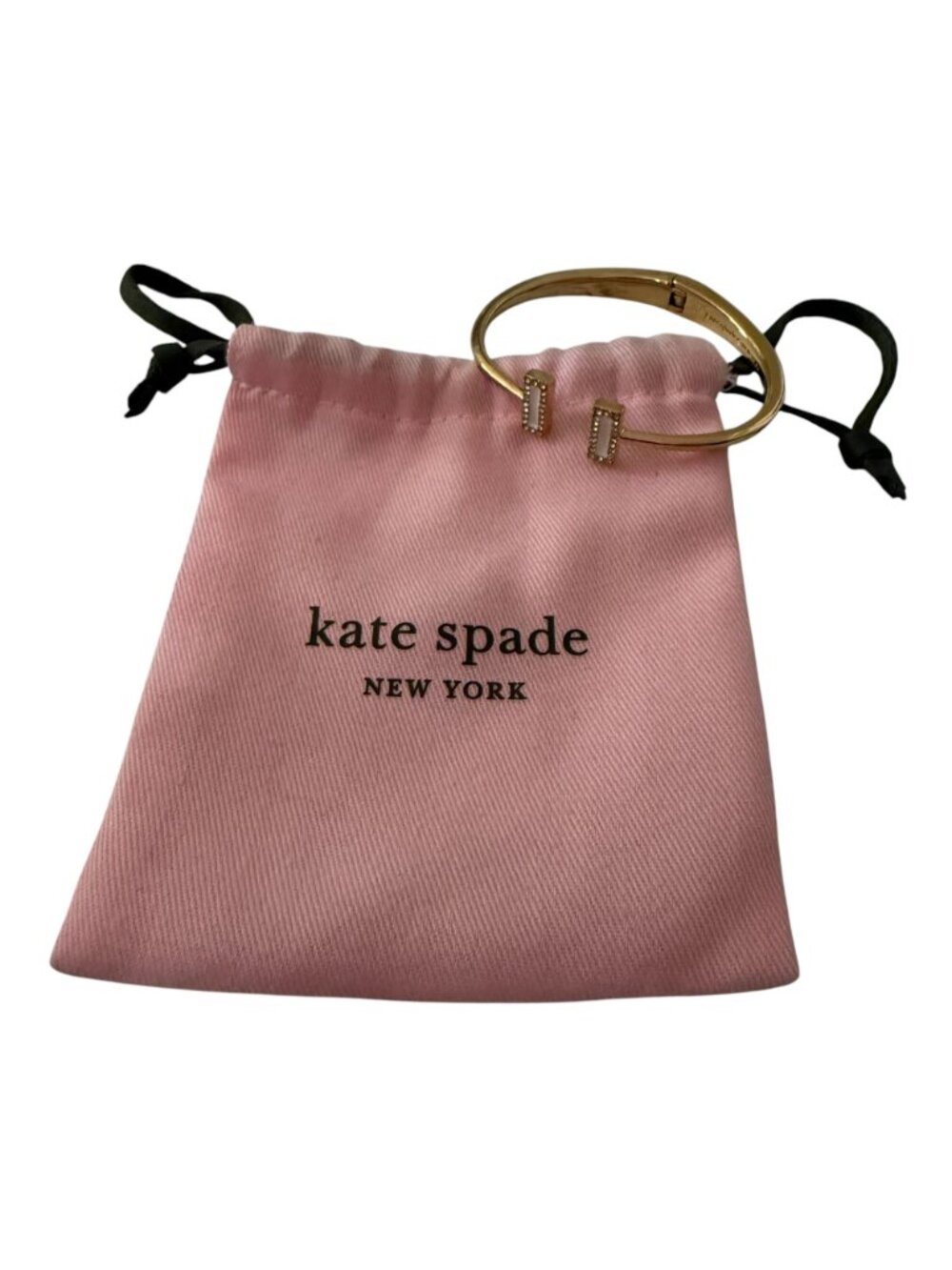 NWB Kate Spade Raising The Bar Gold Tone Crystal Bar Open Cuff Hinged Bracelet D - Picture 2 of 5